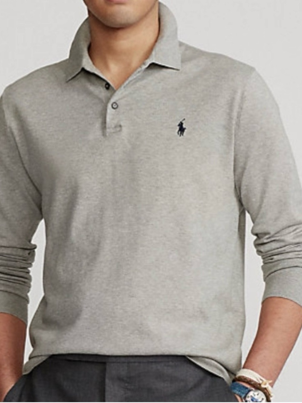 Polo Ralph Lauren Polo Shirt Size Large Classic Fit Heather Grey NEW With Tags